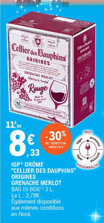 igp drôme cellier des dauphins originale grenache merlot