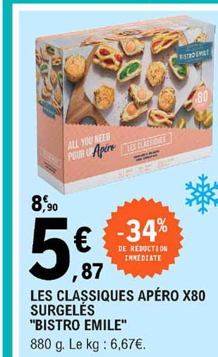 les classiques apéro x80 surgelés "bistro emile"