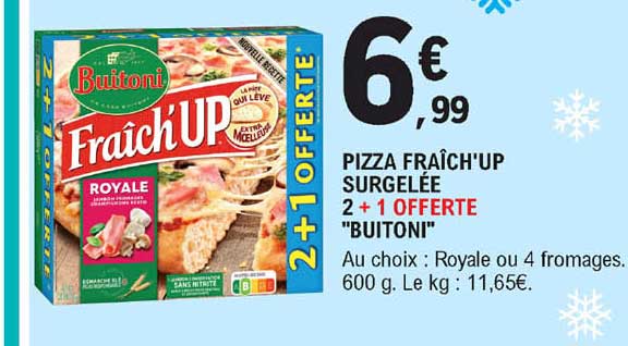 pizza fraîch'up surgelée 2 + 1 offerte "buitoni"