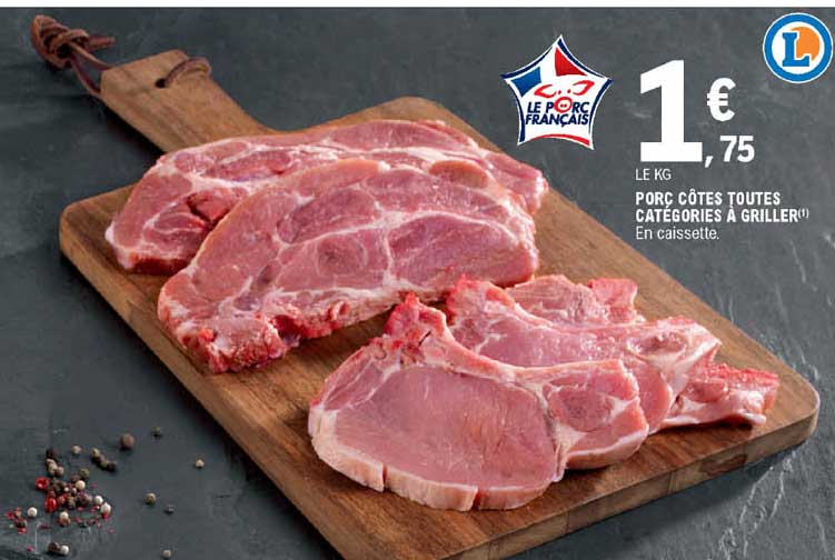 porc : côtes toutes catégories à griller