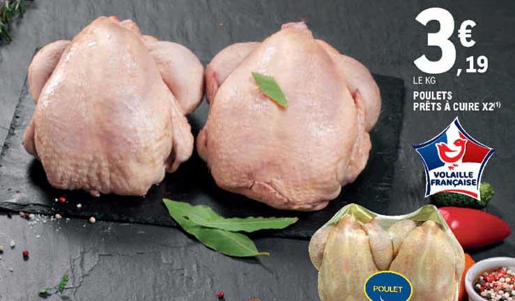 poulets prêts à cuire x2