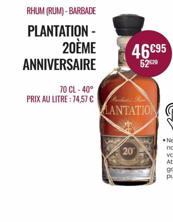 rhum (rum) - barbade plantation - 20ème anniversaire