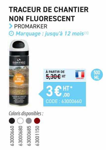 traceur de chantier non fluorescent promarker