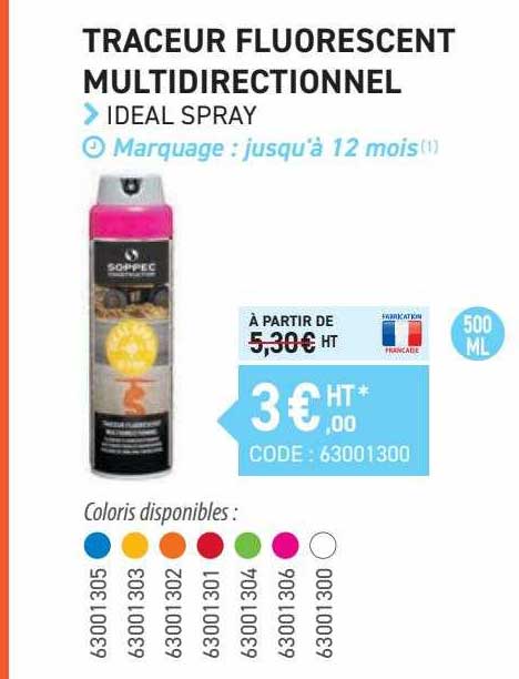 traceur fluorescent multidirectionnel ideal spray