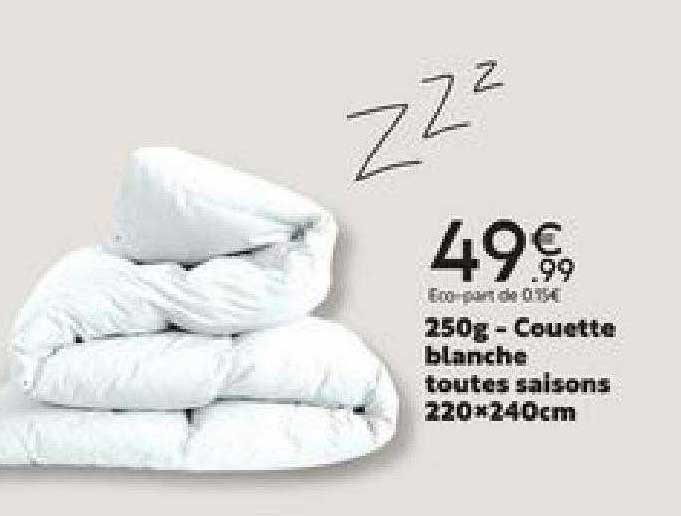 250 g - couette blanche toutes saisons 220 x 240 cm