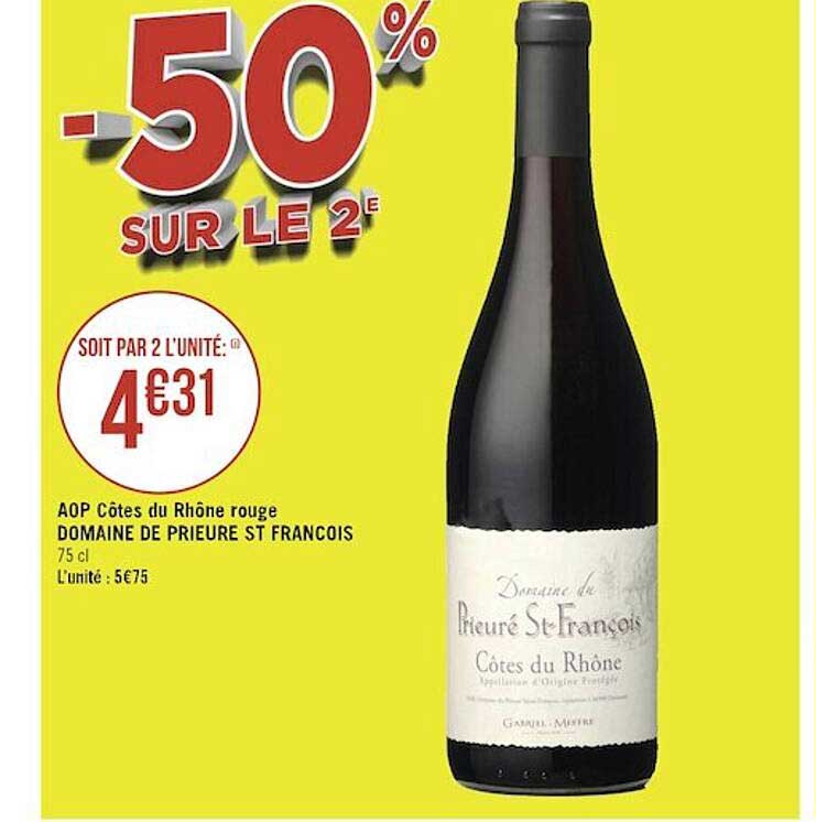 aop côtes du rhône rouge domaine de prieure st françois