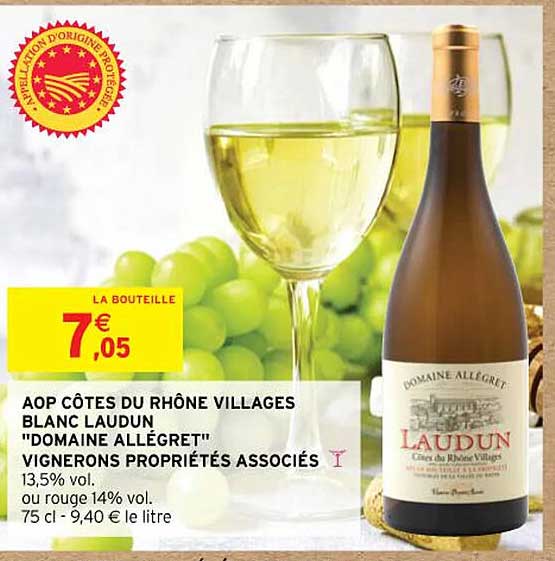 Aop Côtes Du Rhône Villages Blanc Laudun "domaine Allégret" Vignerons Propriétés Associés