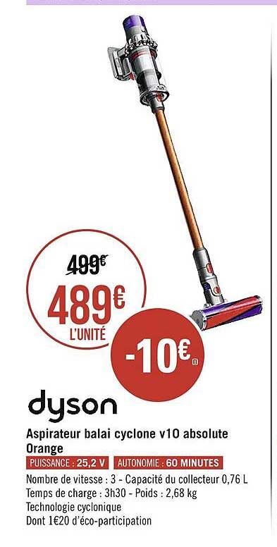 aspirateur balai cyclone v10 absolute orange dyson