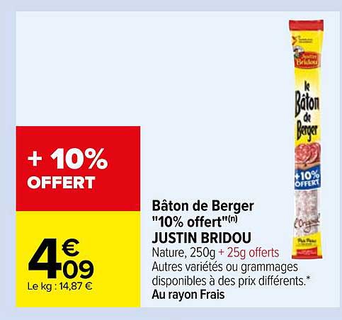 bâton de berger "10% offert" justin bridou