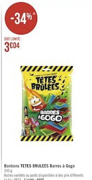 bonbons têtes brûlées barres à gogo