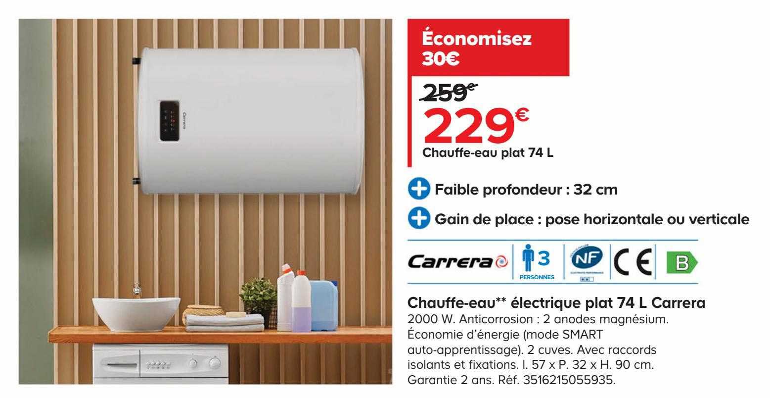 chauffe-eau électrique plat 74 l carrera