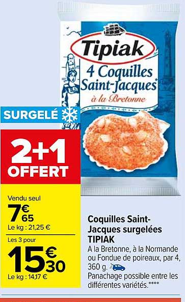 coquilles saint-jacques surgelées tipiak