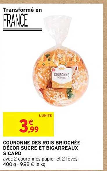 couronne des rois briochée décor sucre et bigarreaux sicard
