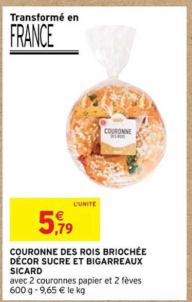 couronne des rois briochée décor sucre et bigarreaux sicard