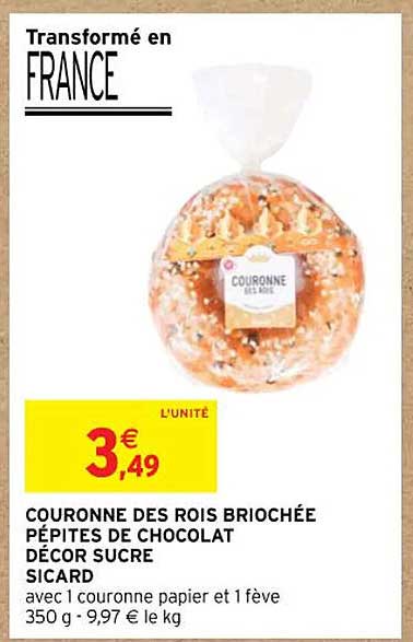 couronne des rois briochée pépites de chocolat décor sucre sicard