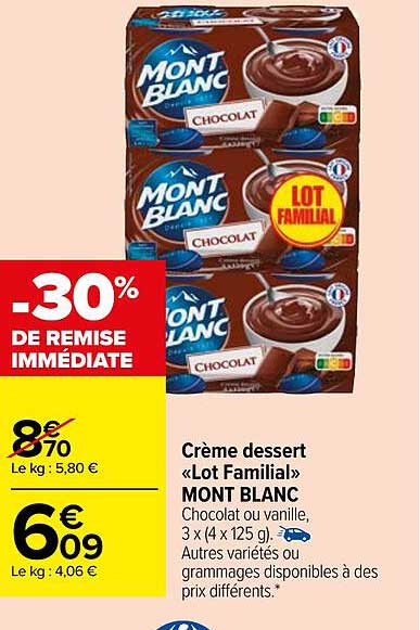 Crème Dessert «lot Familial» Mont Blanc
