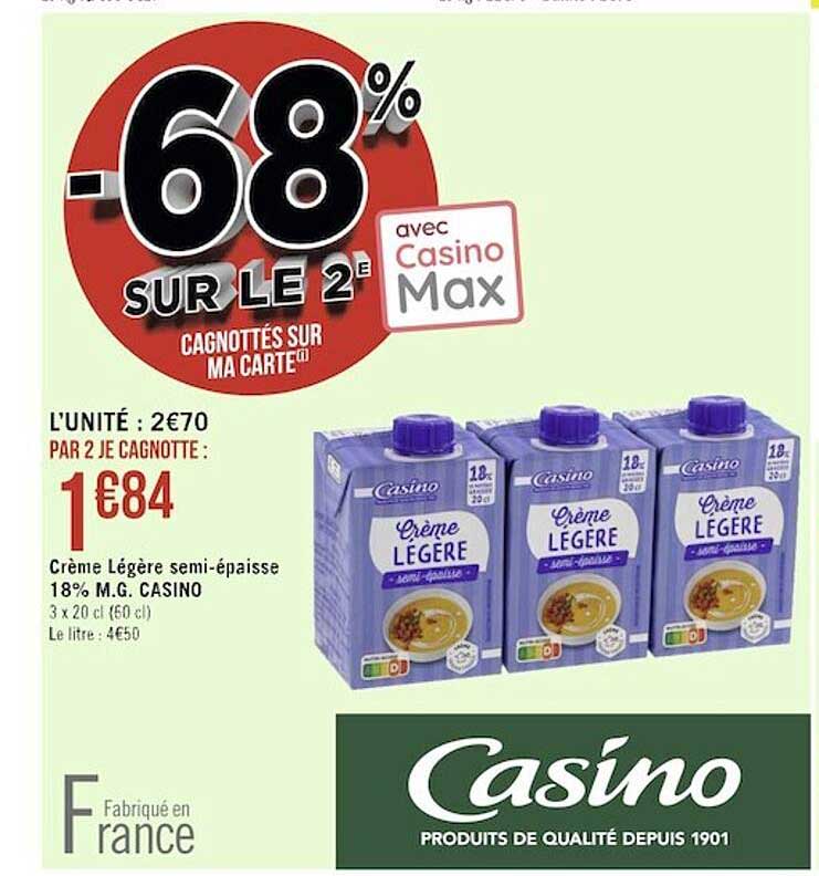 crème légère semi-épaisse 18% m.g. casino