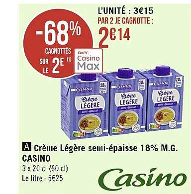 crème légère semi-épaisse 18% m.g. casino