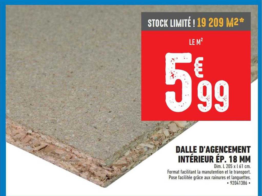 dalle d'agencement intérieur ép. 18 mm