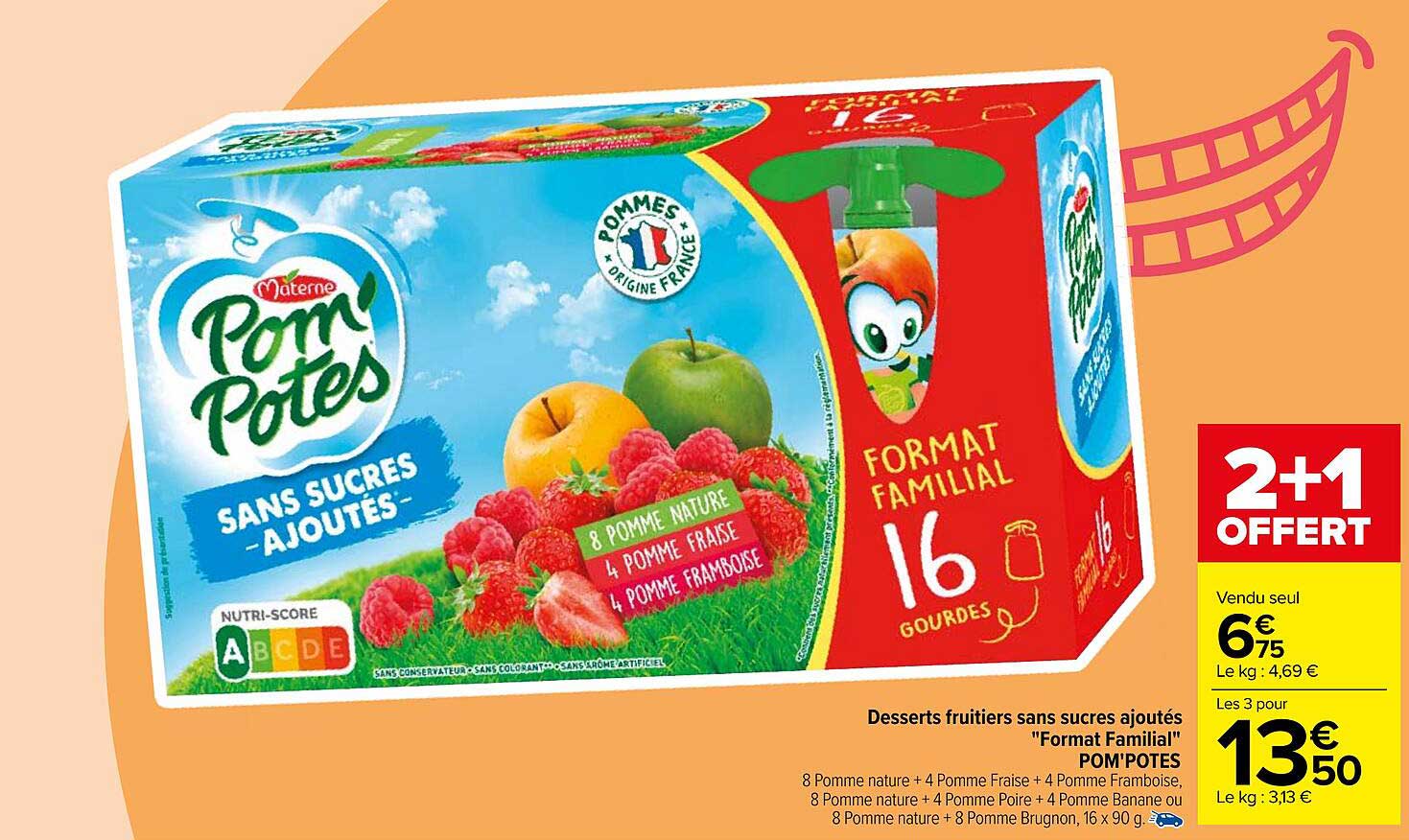 desserts fruitiers sans sucres ajoutés "format familial" pom'potes