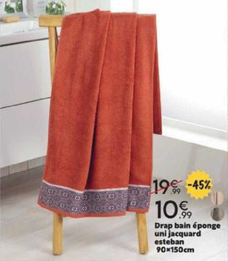 drap bain éponge uni jacquard esteban 90 x 150 cm