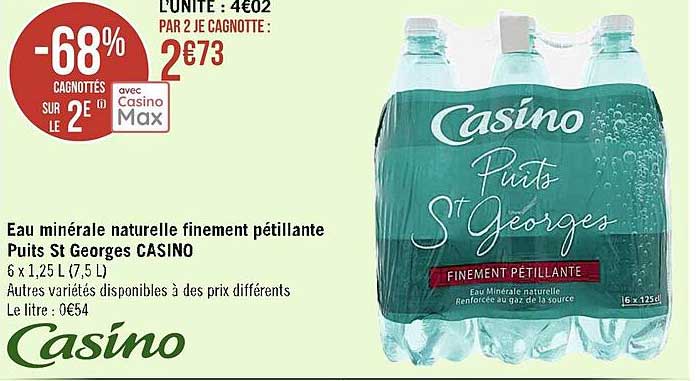 eau minérale naturelle finement pétillante puits st georges casino