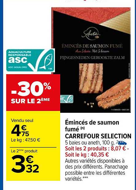 émincés De Saumon Fumé Carrefour Sélection