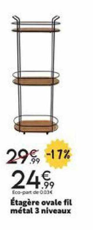 étagère Ovale Fil Métal 3 Niveaux