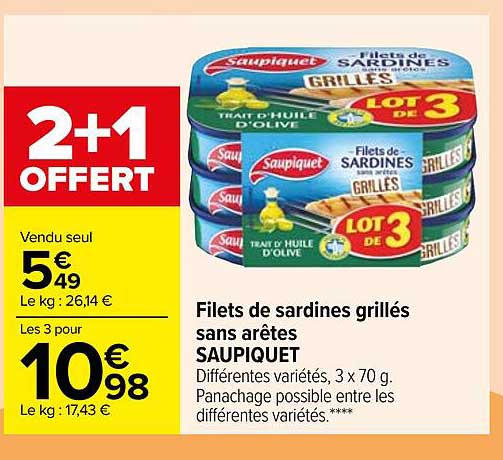 filets de sardines grillées sans arêtes saupiquet