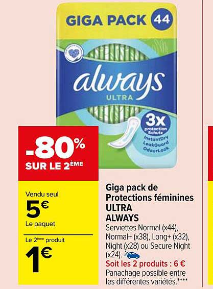 giga pack de protections féminines ultra always