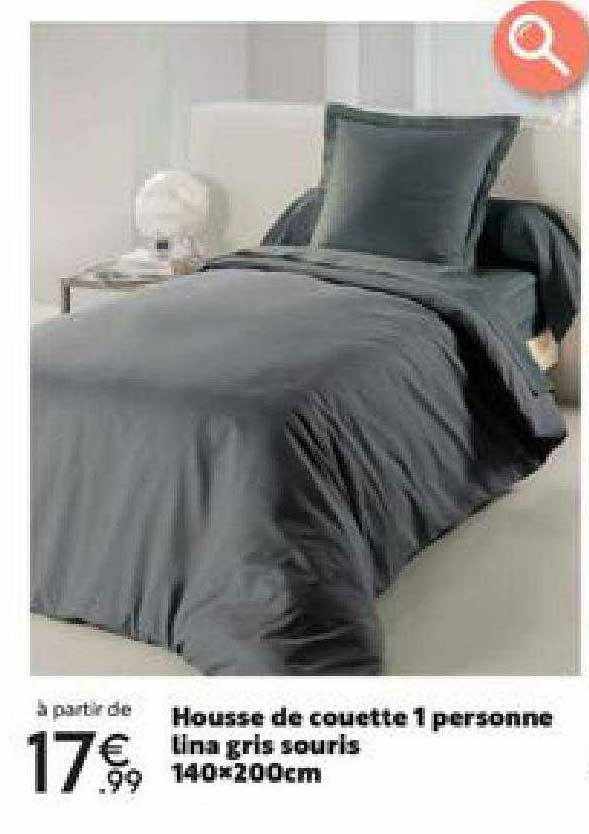 housse de couette 1 personne lina gris souris