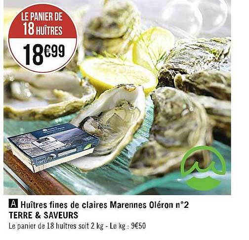 Huîtres Fines De Claires Marennes Oléron N°2 Terre & Saveurs