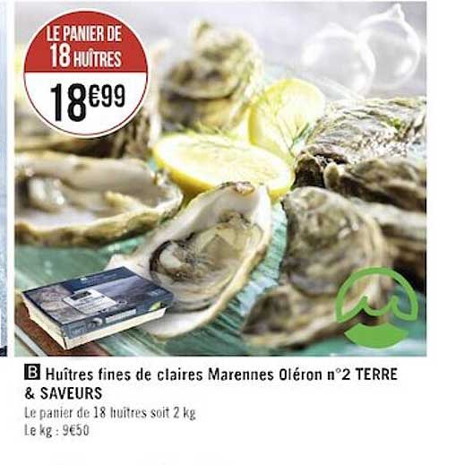 huîtres fines de claires marennes oléron n°2 terre & saveurs