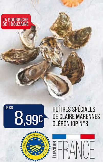 huîtres spéciales de claire marennes oléron igp n°3
