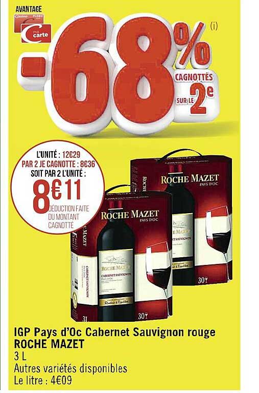 igp pays d'oc cabernet sauvignon rouge roche mazet