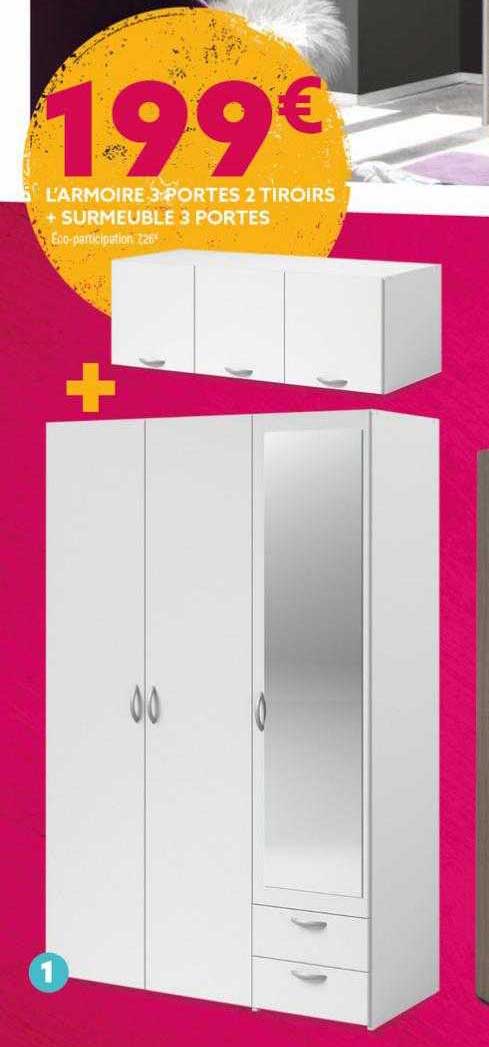 l'armoire 3 portes 2 tiroirs + surmeuble 3 portes