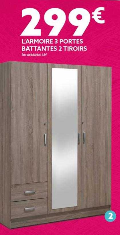l'armoire 3 portes battantes 2 tiroirs