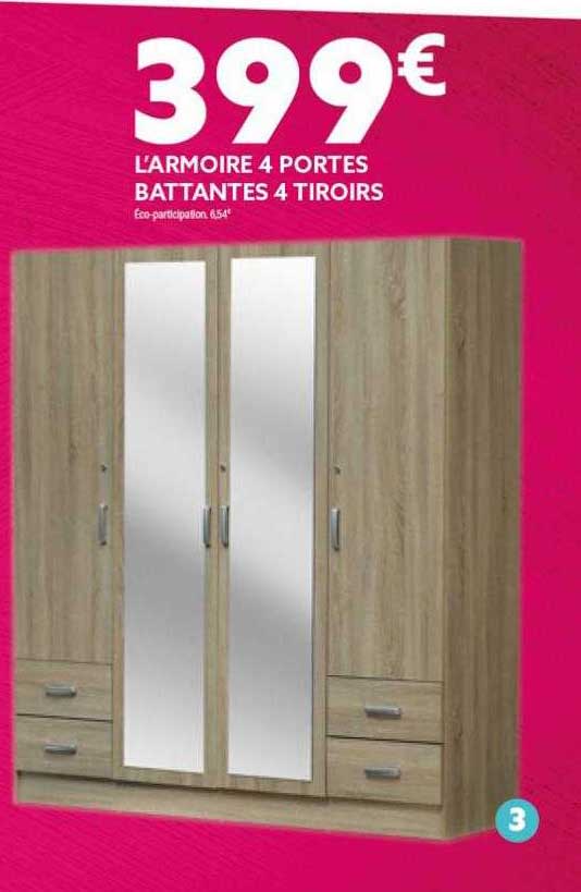 l'armoire 4 portes battantes 4 tiroirs