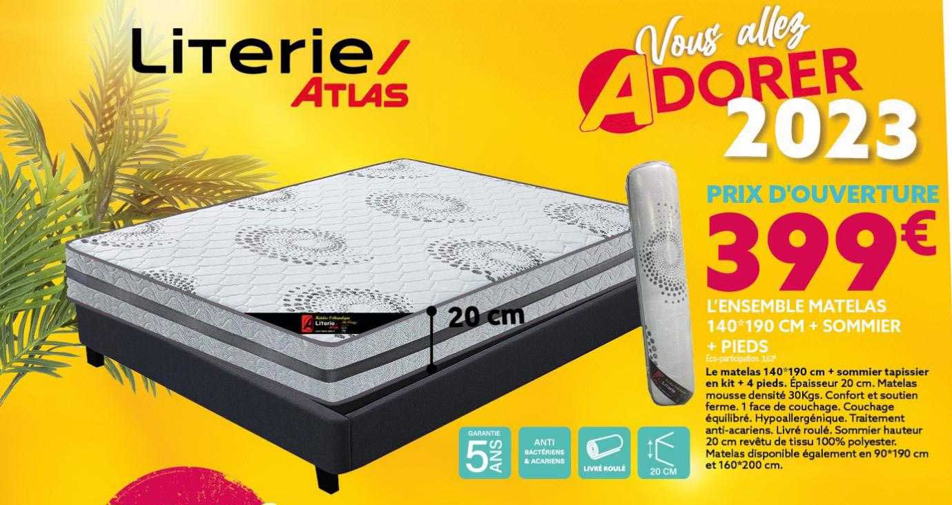 L'ensemble Matelas 140 X 190 Cm + Sommier + Pieds