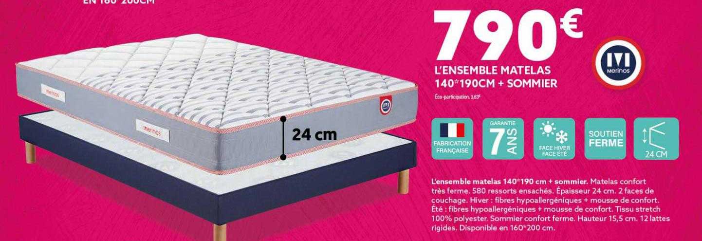 l'ensemble matelas 140 x 190 cm + sommier