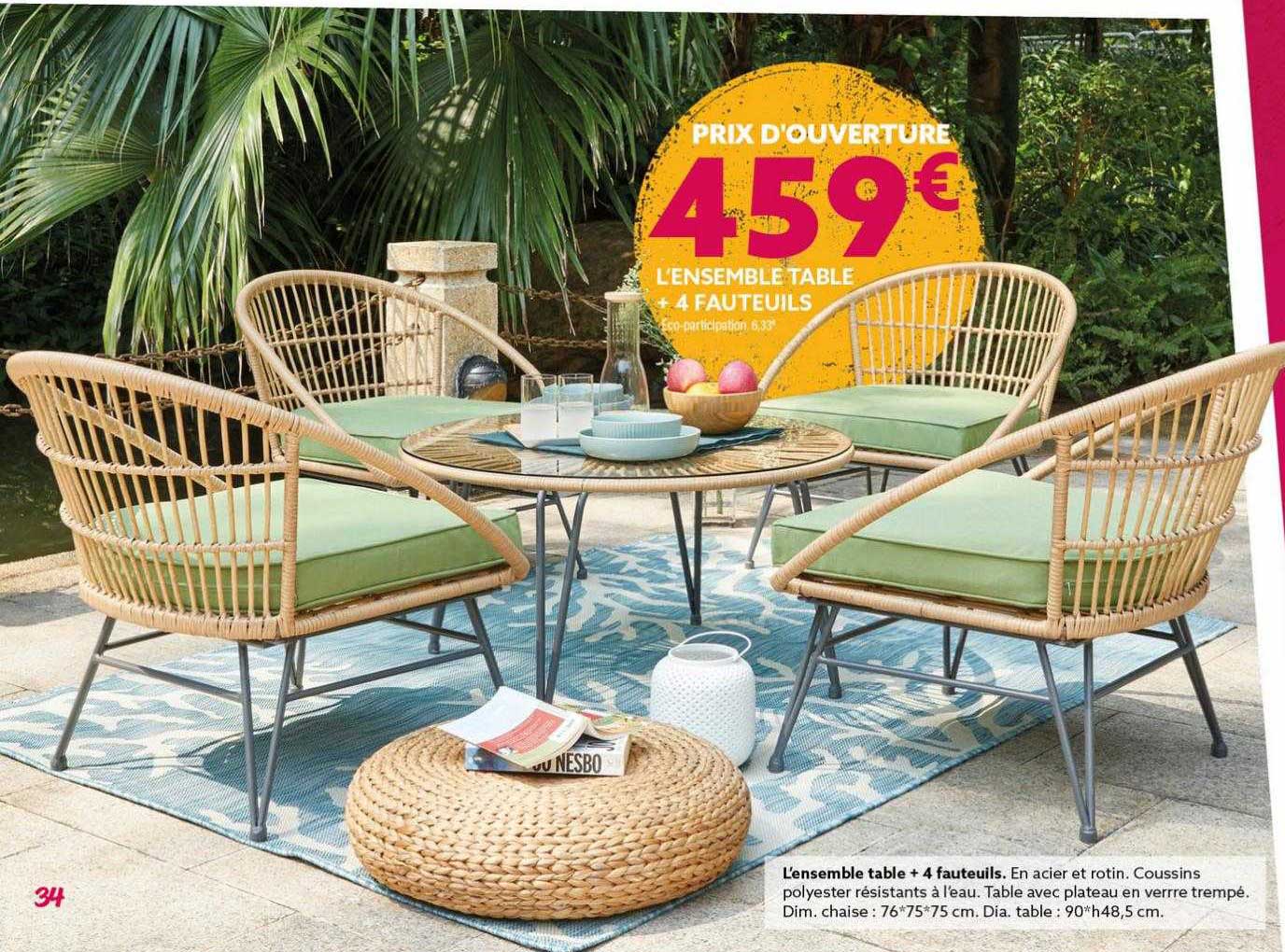 L'ensemble Table + 4 Fauteuils