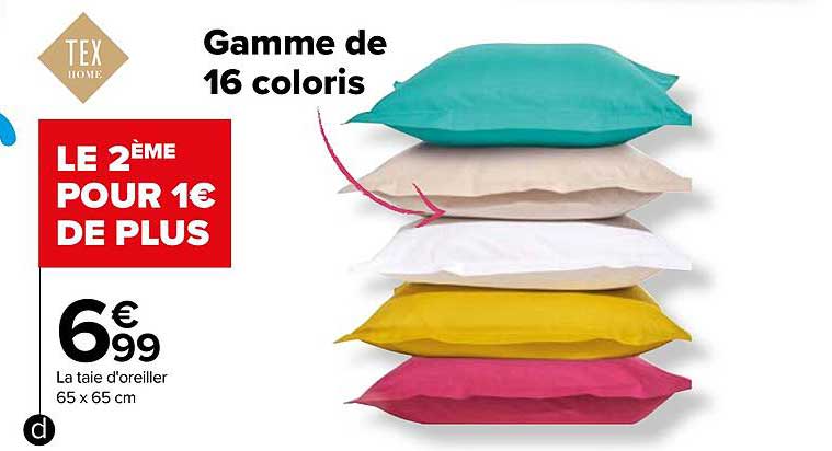 la taie d'oreiller 65 x 65 cm tex home