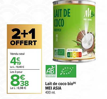 lait de coco bio mei asia