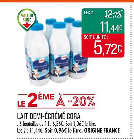 lait demi-écrémé cora