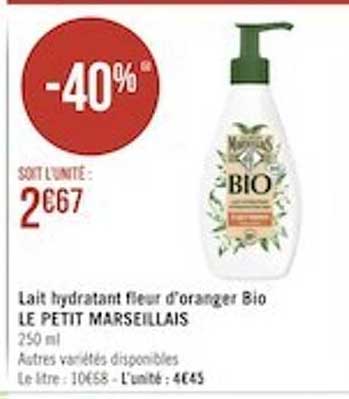 lait hydratant fleur d'oranger bio le petit marseillais