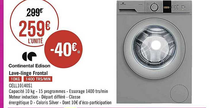 lave-linge frontal continental edison