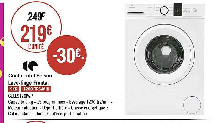 lave-linge frontal continental edison