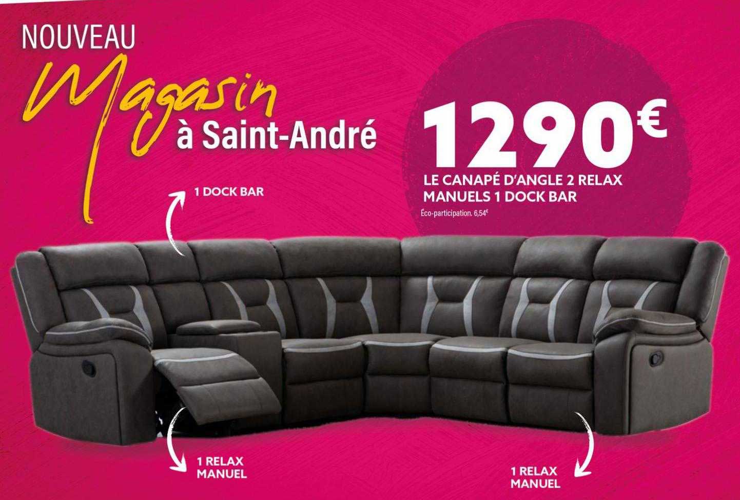 le canapé d'angle 2 relax manuels 1 dock bar