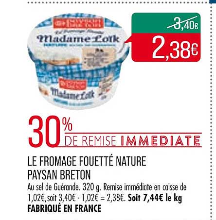 le fromage fouetté nature paysan breton