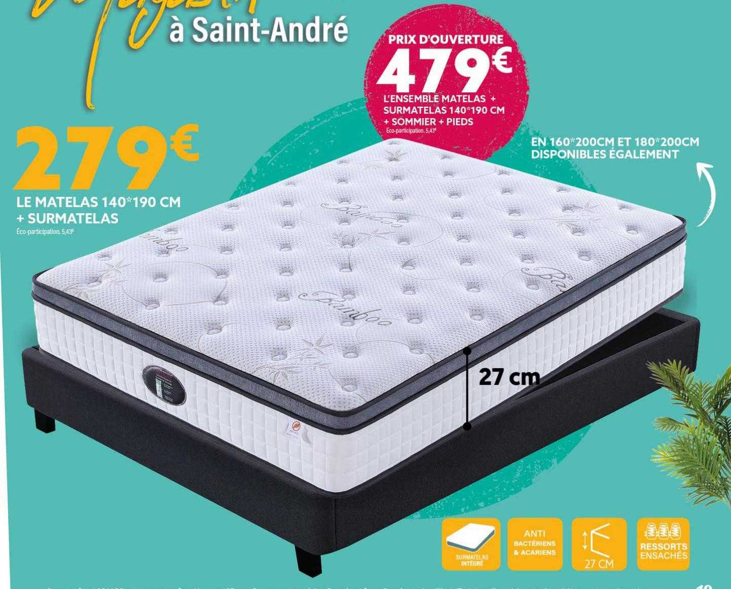 Le Matelas 140 X 190 Cm + Surmatelas